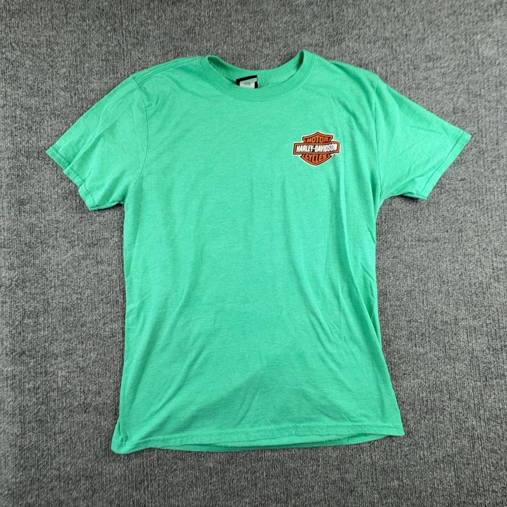 Harley-Davidson Shirt Mens Large Green Roatan Honduras Tropical Graphic Tee